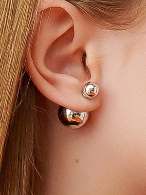 Silvery Frontback Silver Earring Ie354