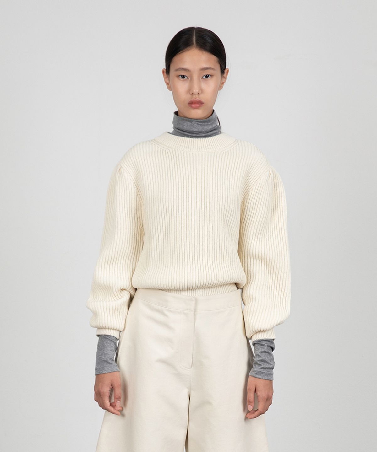 아모멘토(AMOMENTO) HALF NECK KNIT_ECRU