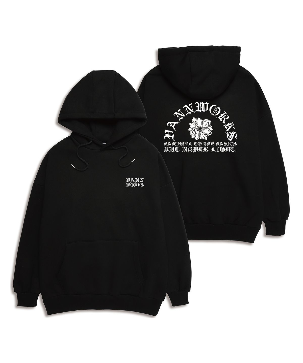 밴웍스(VANNWORKS) FLOWER ARCH 오버핏 후드 (VLS0025) 블랙