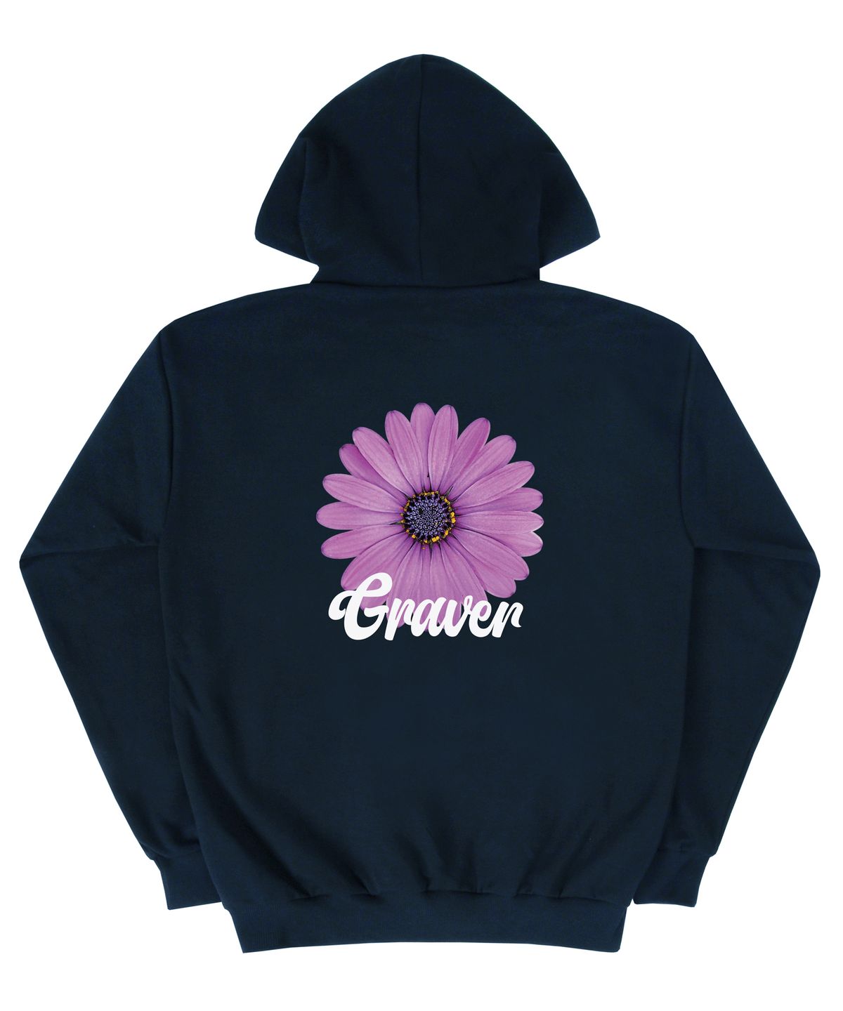 그레이버(GRAVER) [UNISEX]백 퍼플 데이지플라워 스마일 후드티_네이비