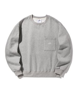 레터링 포켓 기모 스웨트 셔츠 멜란지