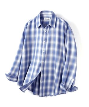 포시즌 옴브레 체크셔츠_블루