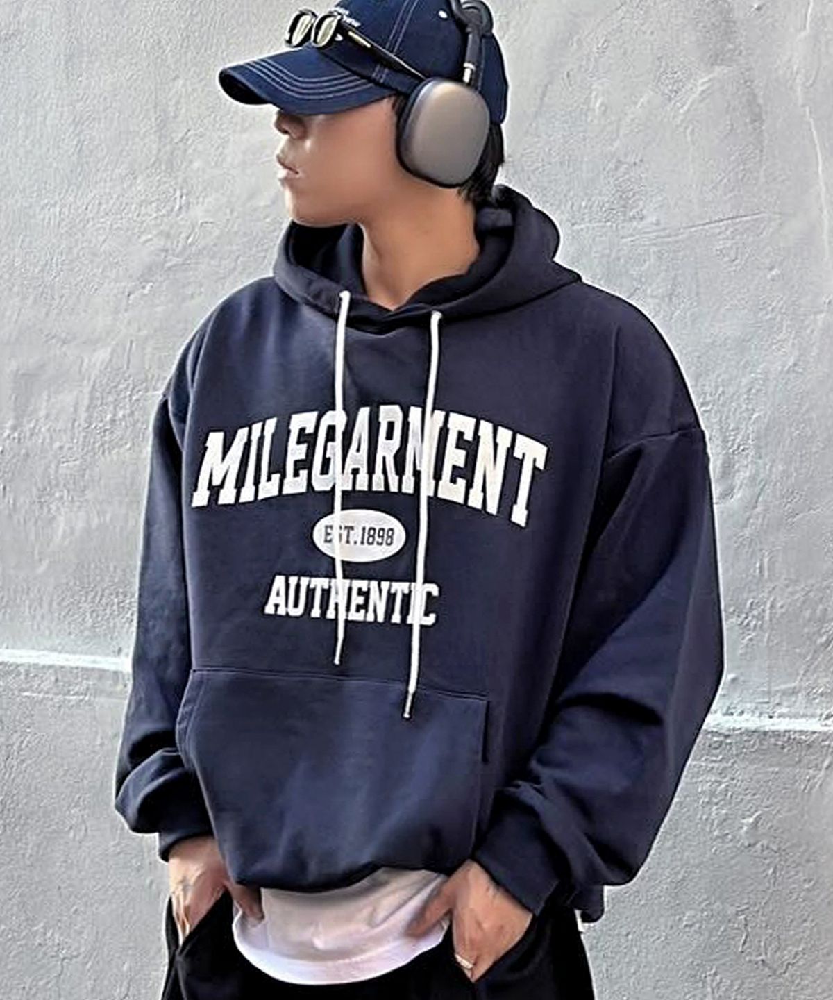 더마일(THEMILE) MILE GARMENTS SWEAT HOODIE [NAVY]