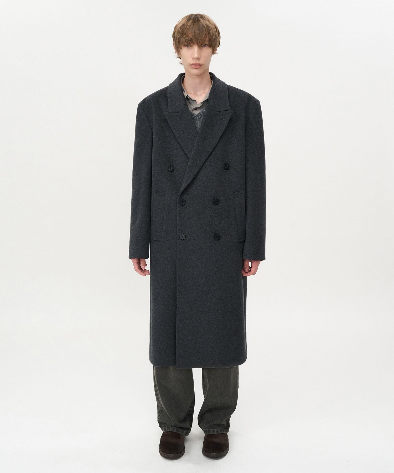 ジャケット・アウター INSILENCE cashmere peaked double coat MUSINSA | INSILENCE Mapel Cashmere Peak Double Coat MELANGE GREY