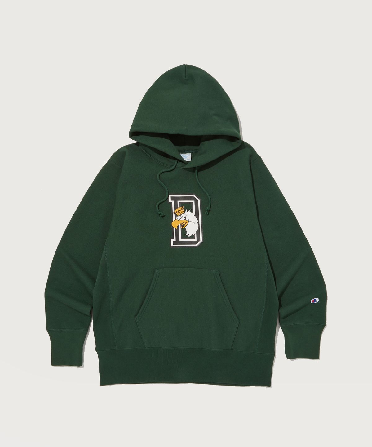 챔피온(CHAMPION) 리버스위브 블루택 기모 그래픽 후드 티셔츠 Normal Green