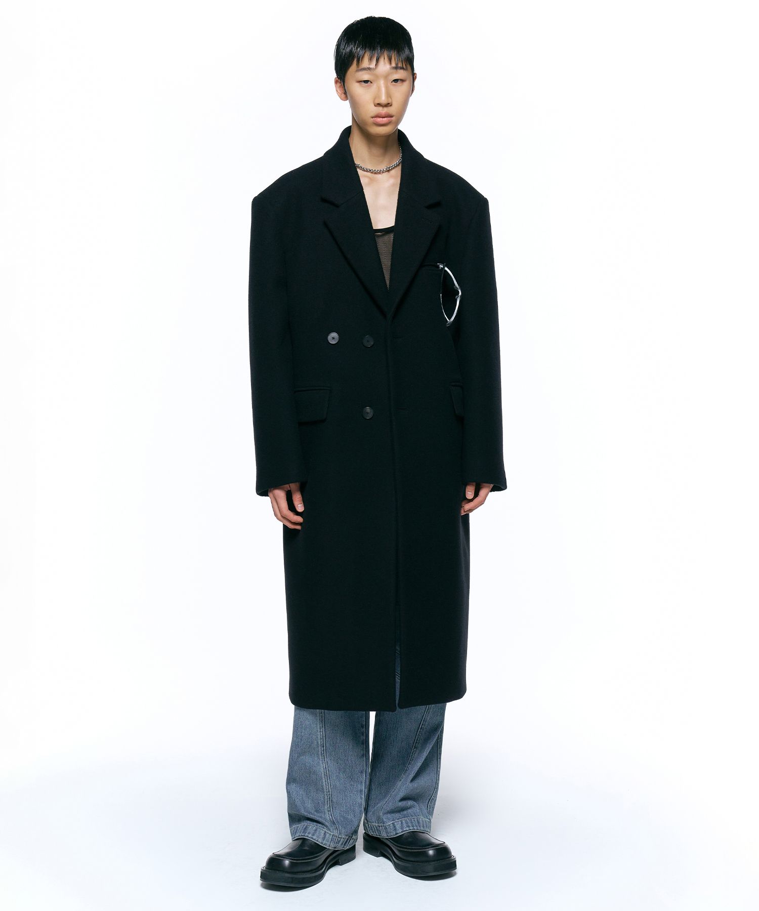 MUSINSA公式 | INSILENCE ニューフェルト オーバーサイズコート BLACK