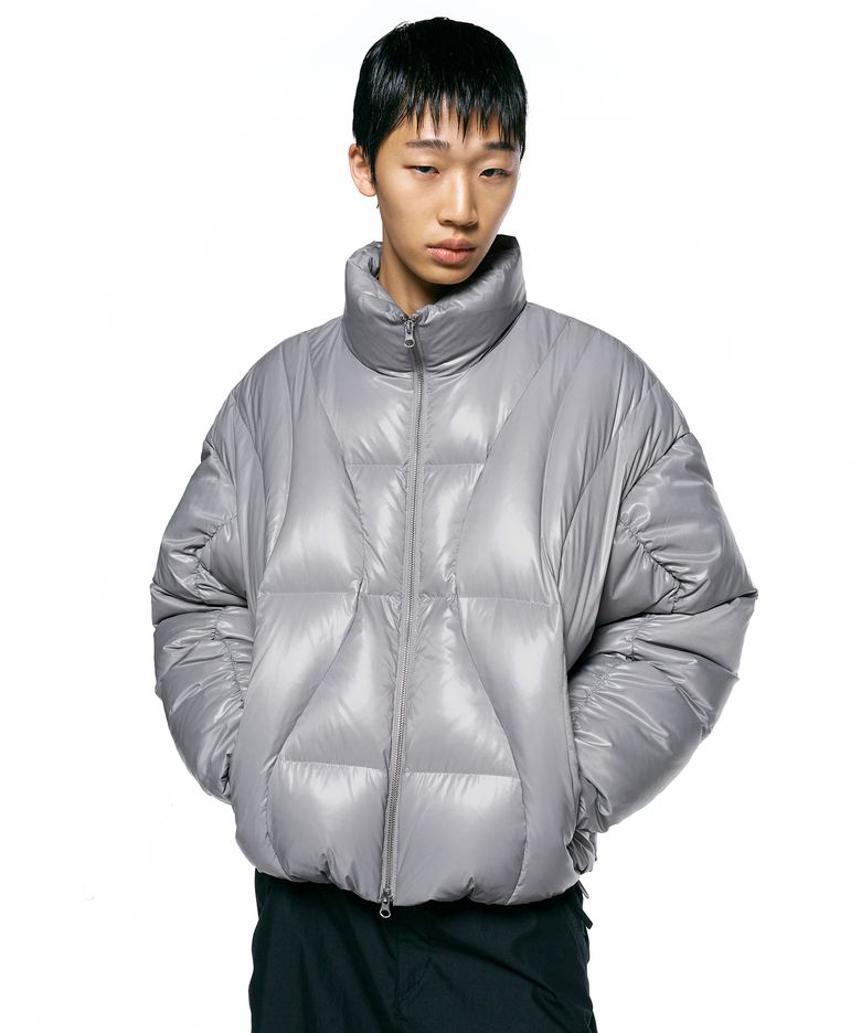 웨이브라인 다운 자켓 LIGHT GREY