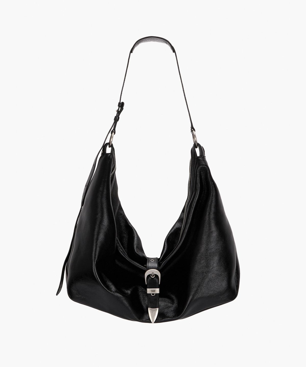 마지셔우드(MARGESHERWOOD) BELTED HOBO_black glossy plain