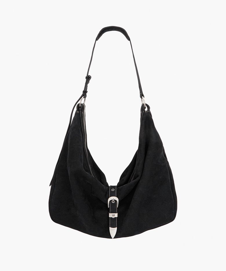 BELTED HOBO_black nubuck