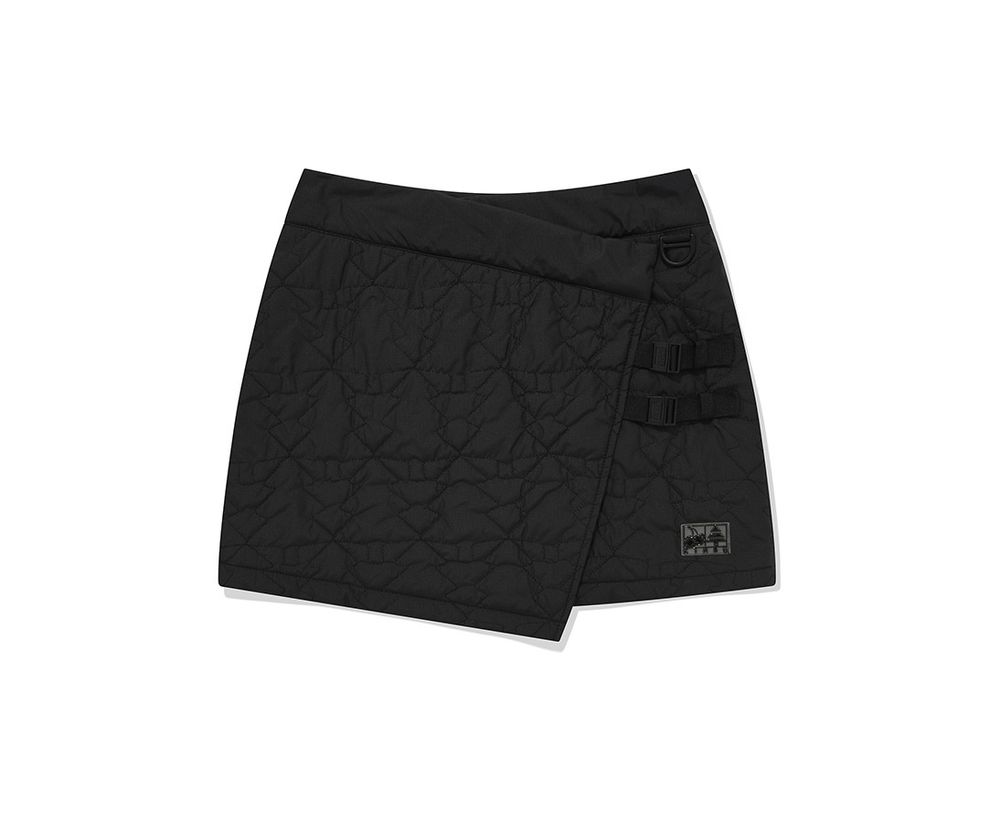 Pattern Quilted Mini Wrap Skirt by Kirsh