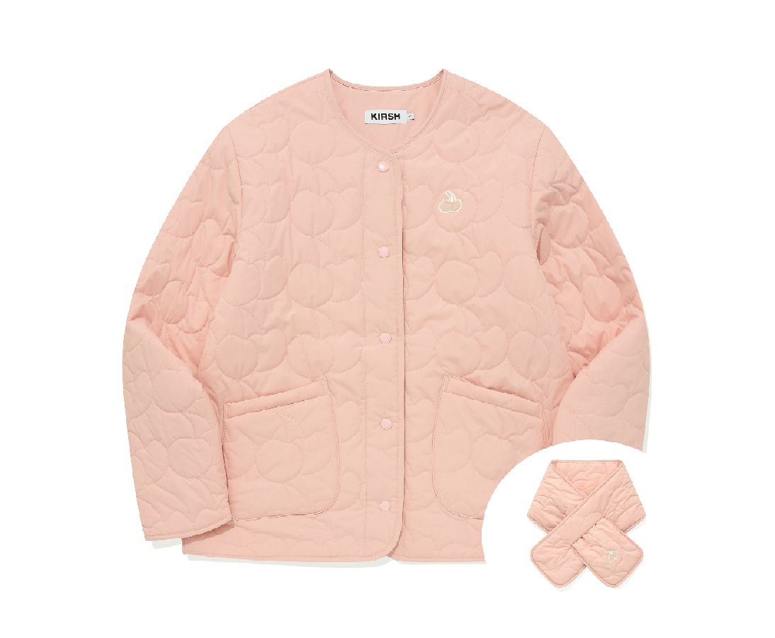 [ KIRSH ]★CHERRY QUILTING JACKET + MUFFLER SET MUSINSA | KIRSH Cherry Quilted Jacket + Muffler Set [Black]