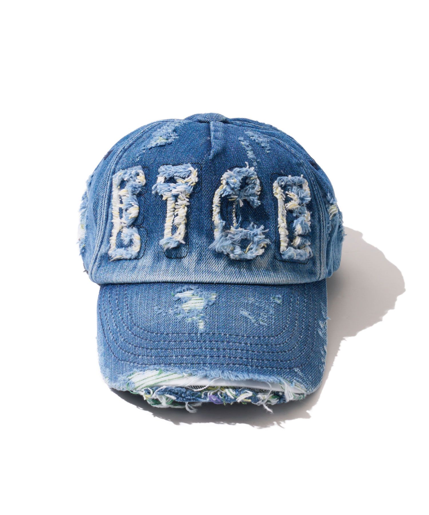 MUSINSA公式 | ETCE DESTROYED LOGO DENIM CAP (YELLOW)
