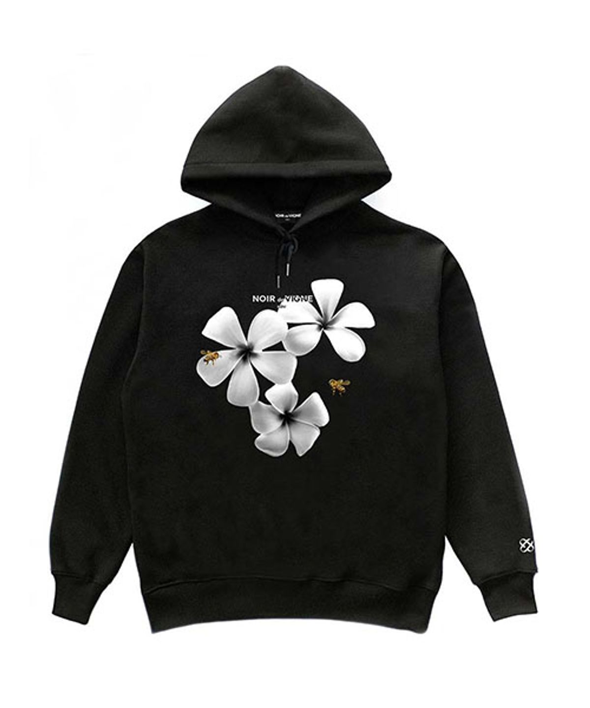 누아드비뉴(NOIR DE VIGNE) Black & White Flower Hoodie