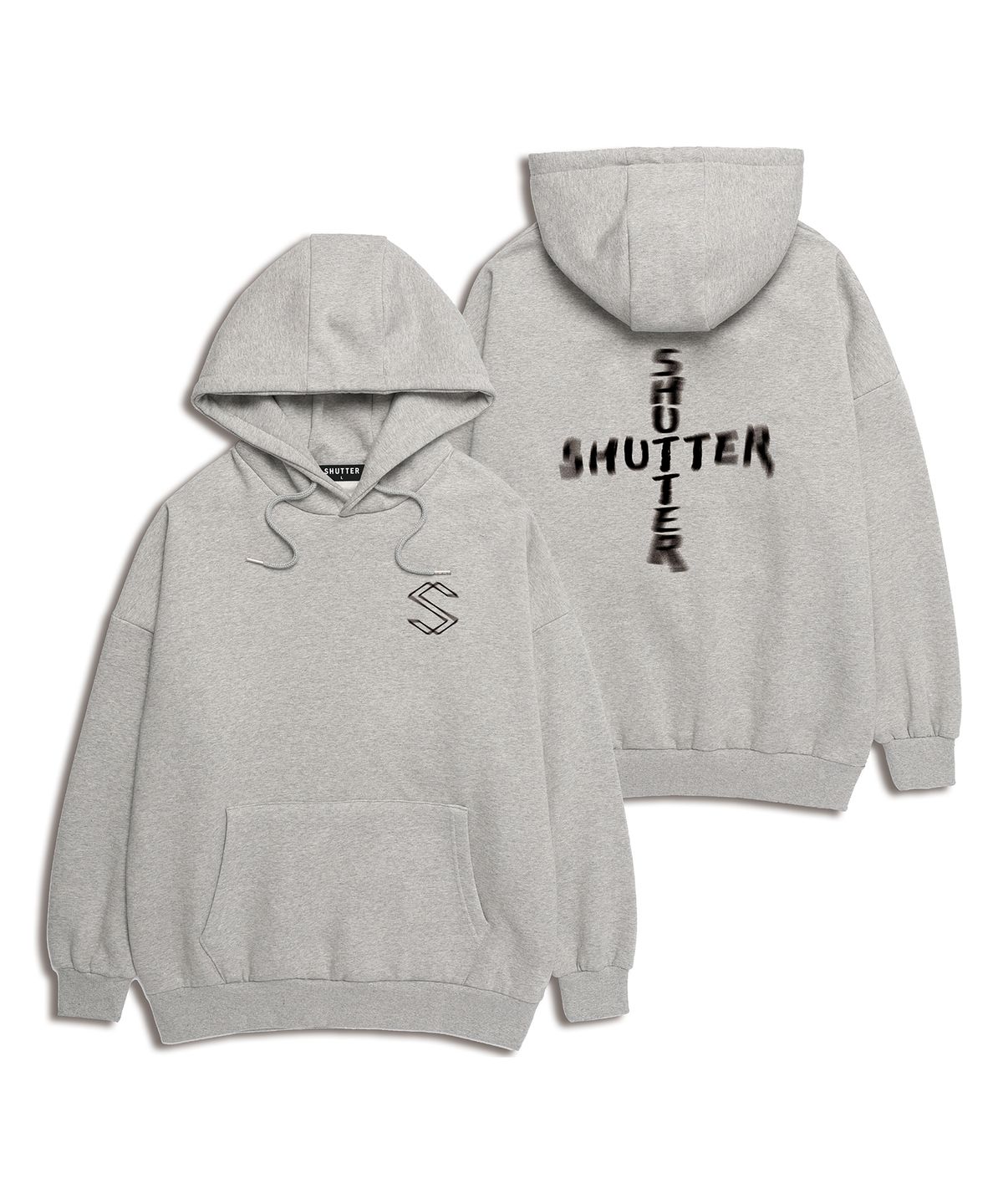 셔터(SHUTTER) BLUR LOGO 오버핏 후드 (STLS001) 멜란지그레이