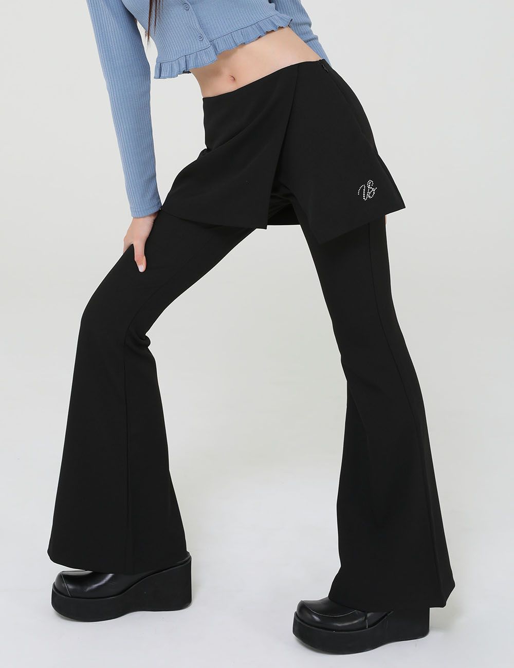 MUSINSA | UGLYSHADOW SLIT PANTS SKIRT(BLACK)