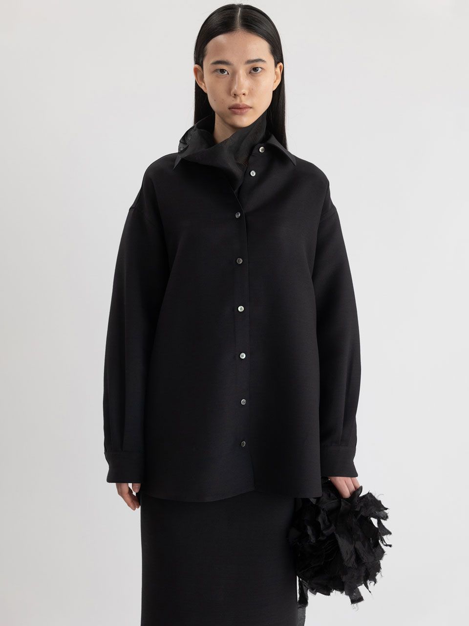 ARCH THE　WOOL SILK SHIRT 　BLACK MUSINSA | ARCH THE Oversized Wool Silk Shirt - Black