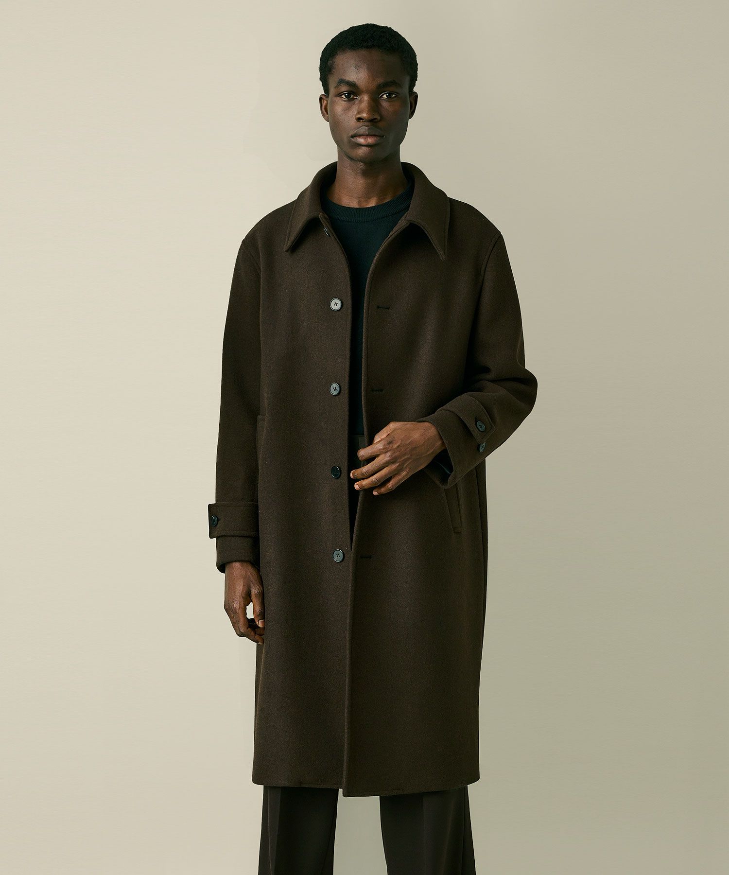 MUSINSA ZPLISH Bone wool mac coat dark brown