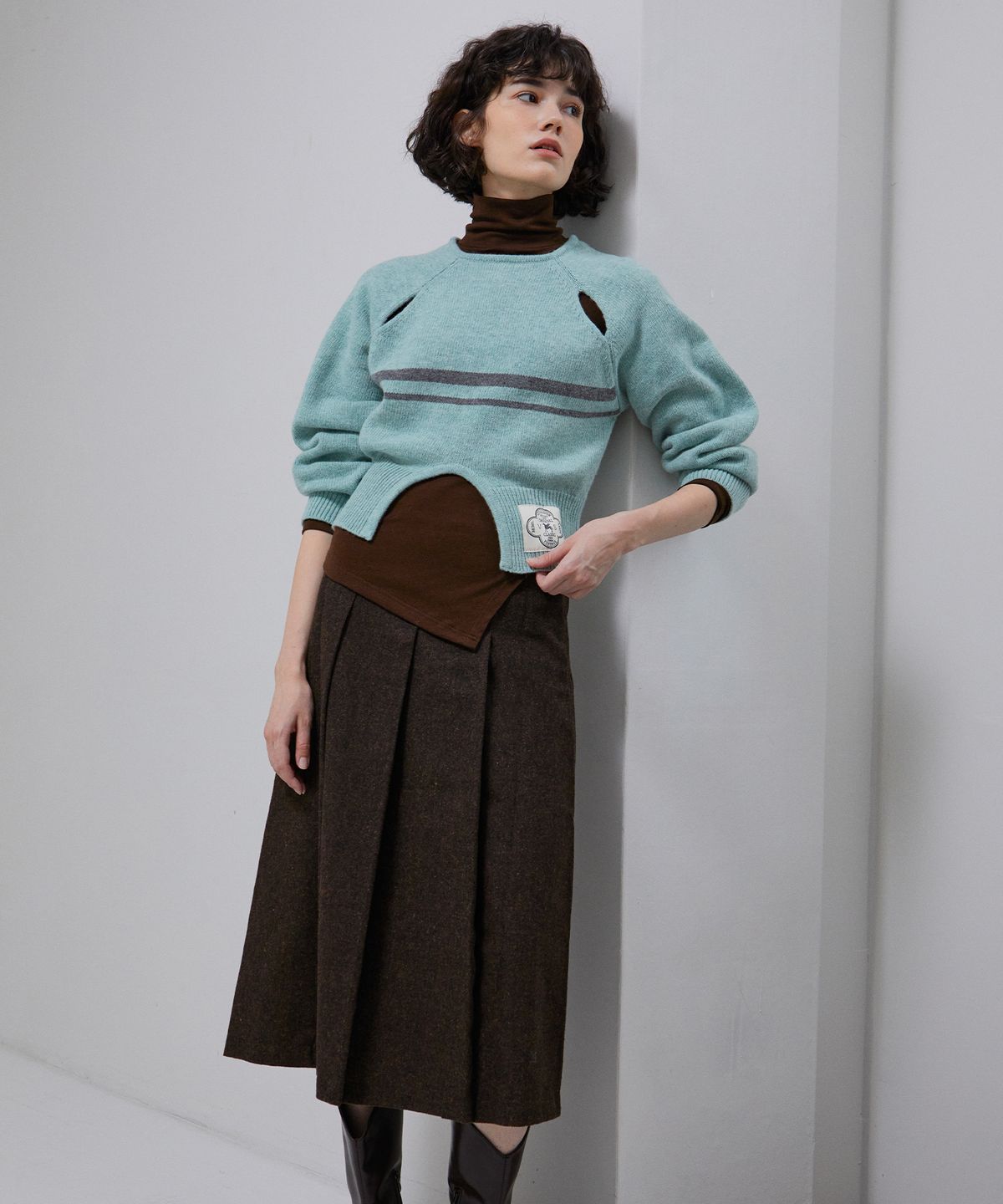 바이탈싸인(VITALSIGN) [LINE] Wool Blend Pleats Skirt