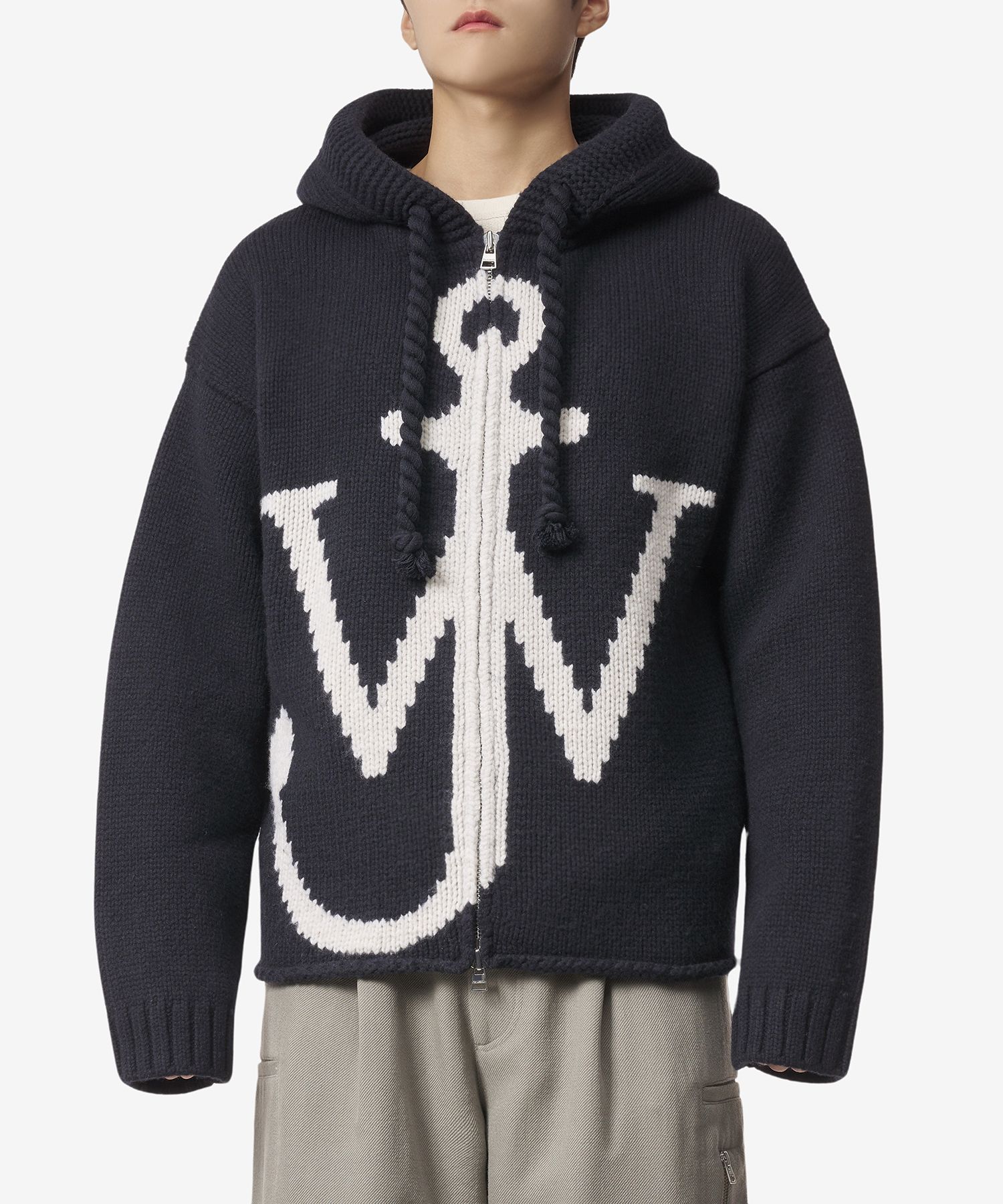 MUSINSA | J.W.ANDERSON JW Initial Anchor Logo Intarsia Knit Zip-Up