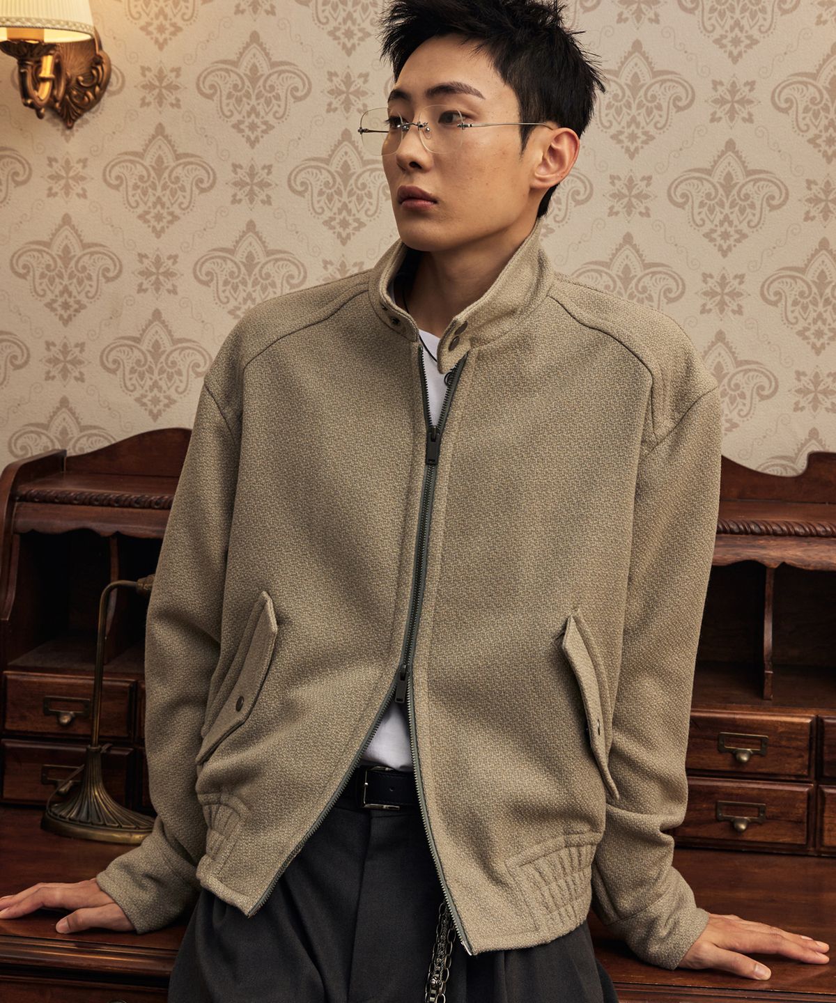 아이언더스탠드(EYEUNDERSTAND) 텍스처 해링턴 자켓 (크림)