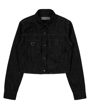 논페이드 버클 포켓 데님 셔츠 [블랙]