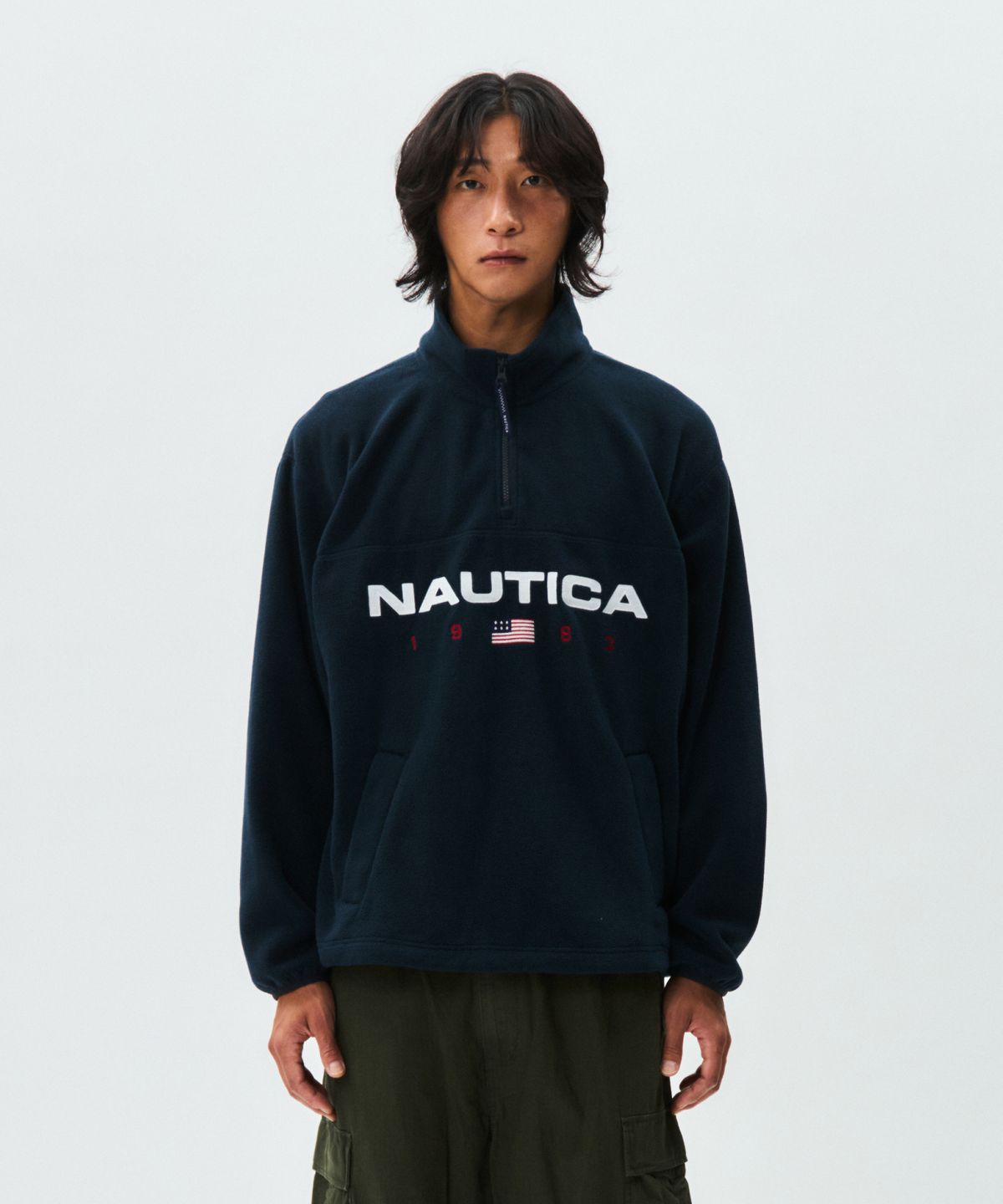노티카(NAUTICA) 83플래그 폴라 스펠아웃 하프 집업(네이비) NFL2346NAZ