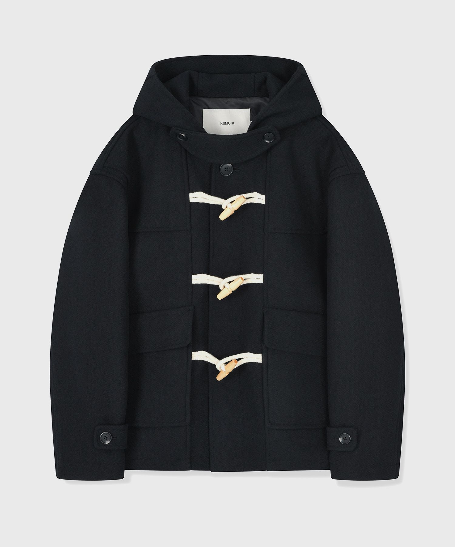 MUSINSA公式 | KIIMUIR ウール フードダッフルハーフコート_ネイビー