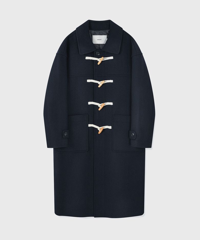 [WOOL 80] 울 세미오버핏 더플 코트_네이비