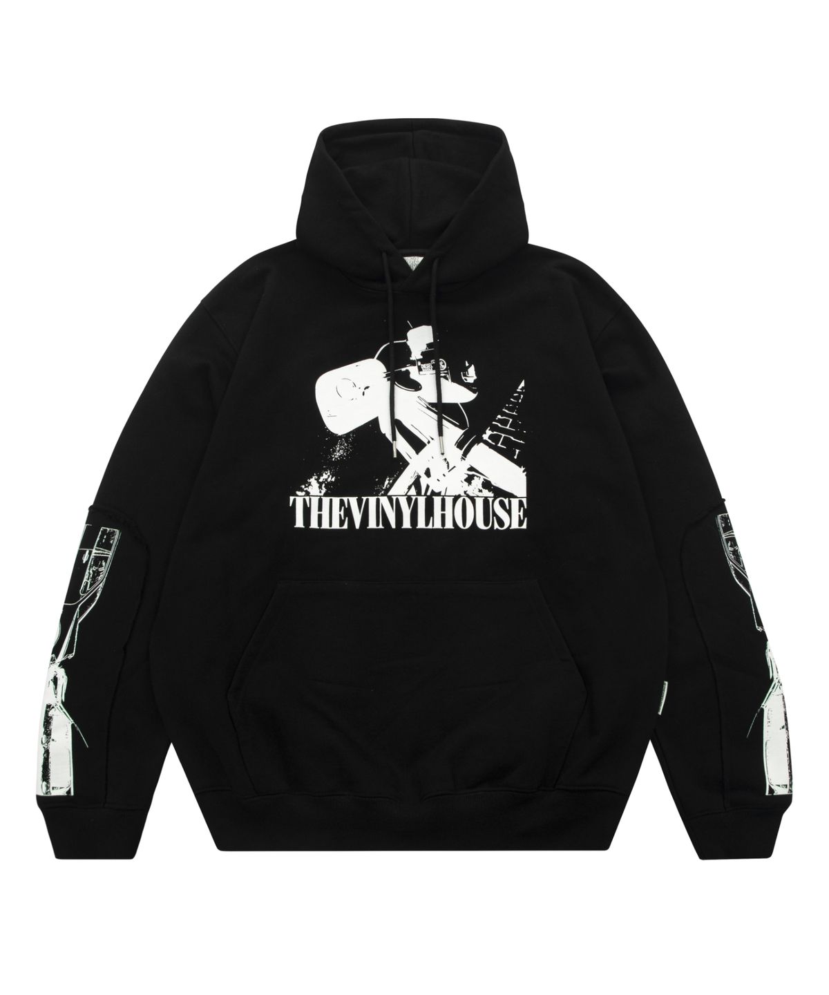 더바이닐하우스(THEVINYLHOUSE) TRAFFIC ACCIDENT HOODIE BLACK (VH2DFUM405A)