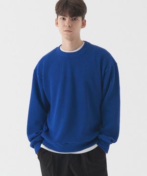 컴포터블 오버핏 크루넥 니트 (코발트 블루)
