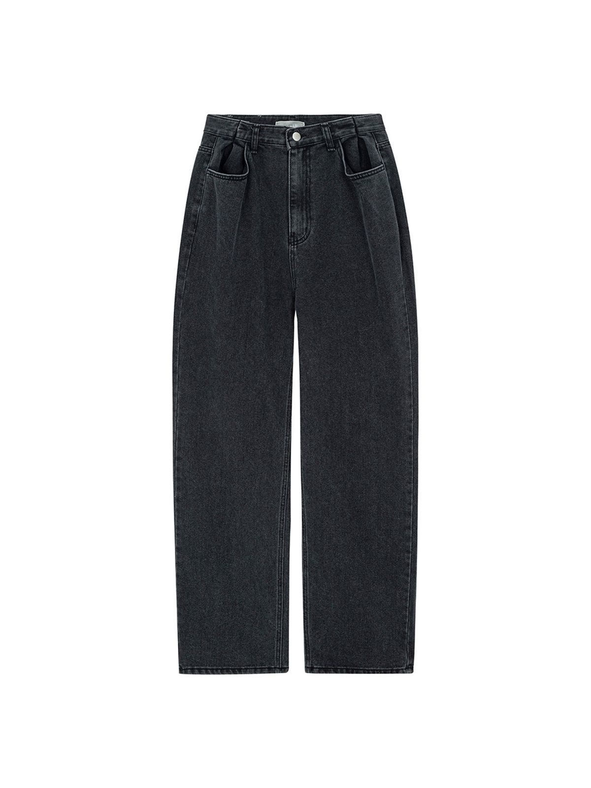 샐러드바구니(SALAD BAGUNI) Pin Tuck Wide Denim Jeans_black