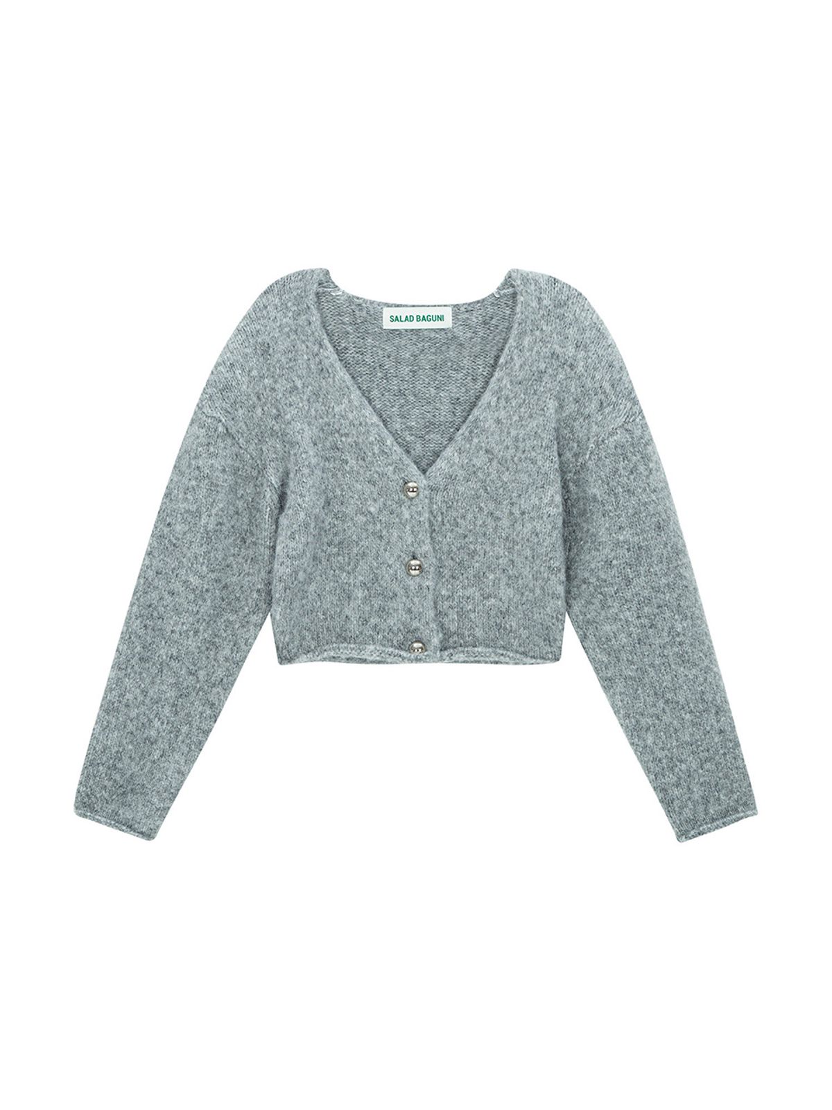샐러드바구니(SALAD BAGUNI) No Collar Puff Jacket_melange gray