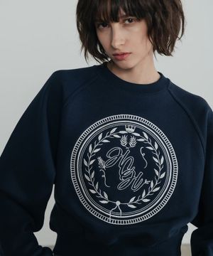 HCH 월계수 크롭 맨투맨_네이비