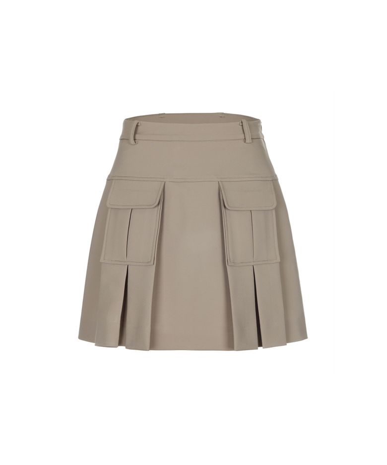 아웃 포켓 플리츠 스커트_BEIGE