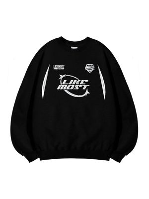 라이크모스트 링스타 오버핏 스웨트셔츠 블랙