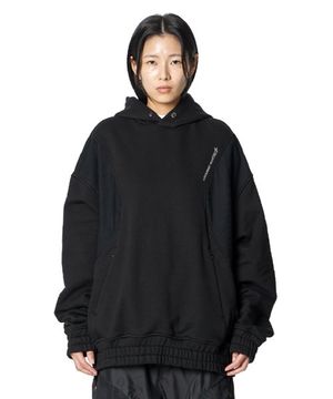 Embossed shoulders Hoodie (BLACK)