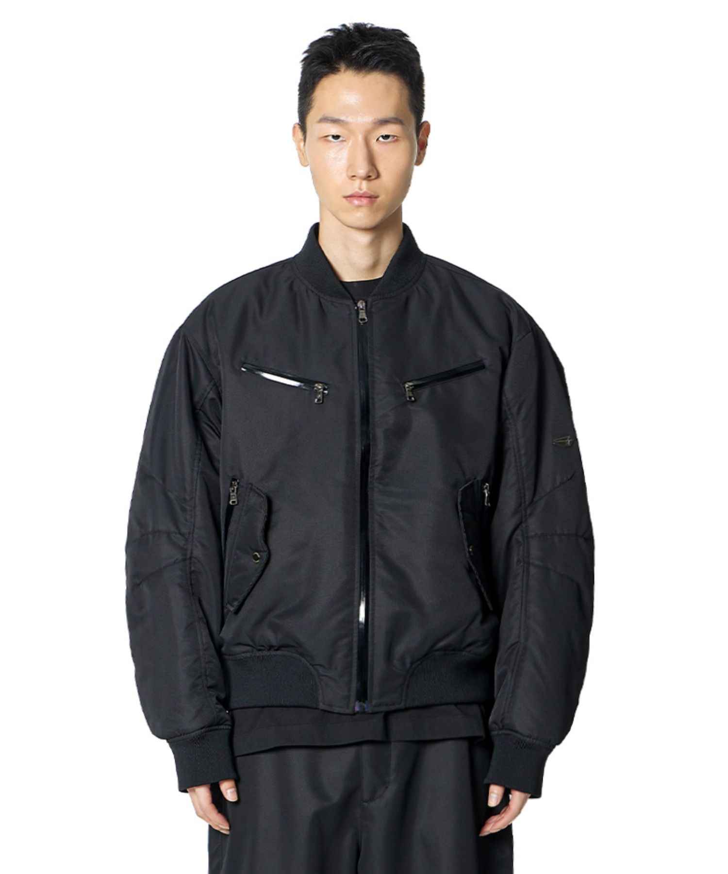 MUSINSA | LOCKHEED MARTIN Four Zip Bomber Jacket MA-1 (BLACK)