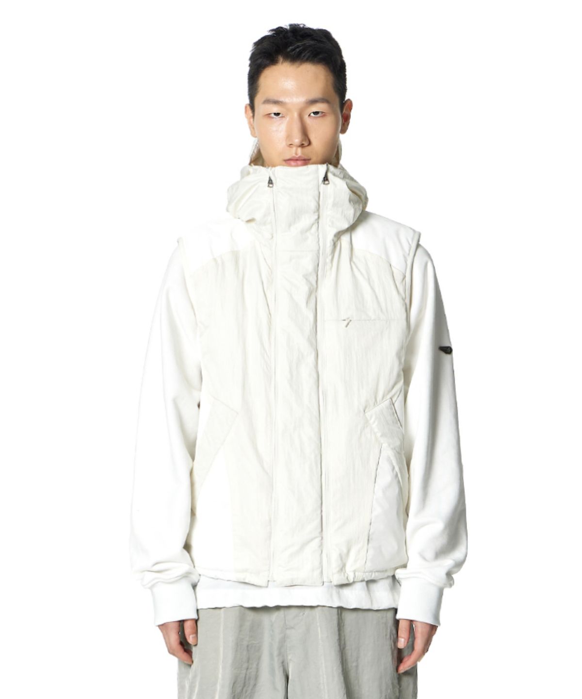 록히드마틴(LOCKHEED MARTIN) Double Zip Hoodie Vest Jacket (IVORY)