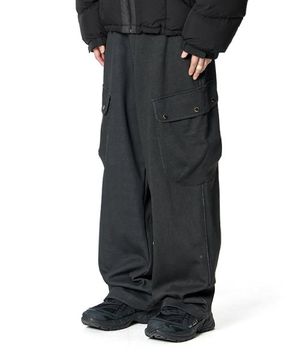 Side Big Pocket Cargo Pants (WASHED BLACK)