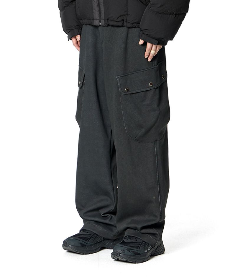 Side Big Pocket Cargo Pants (WASHED BLACK)