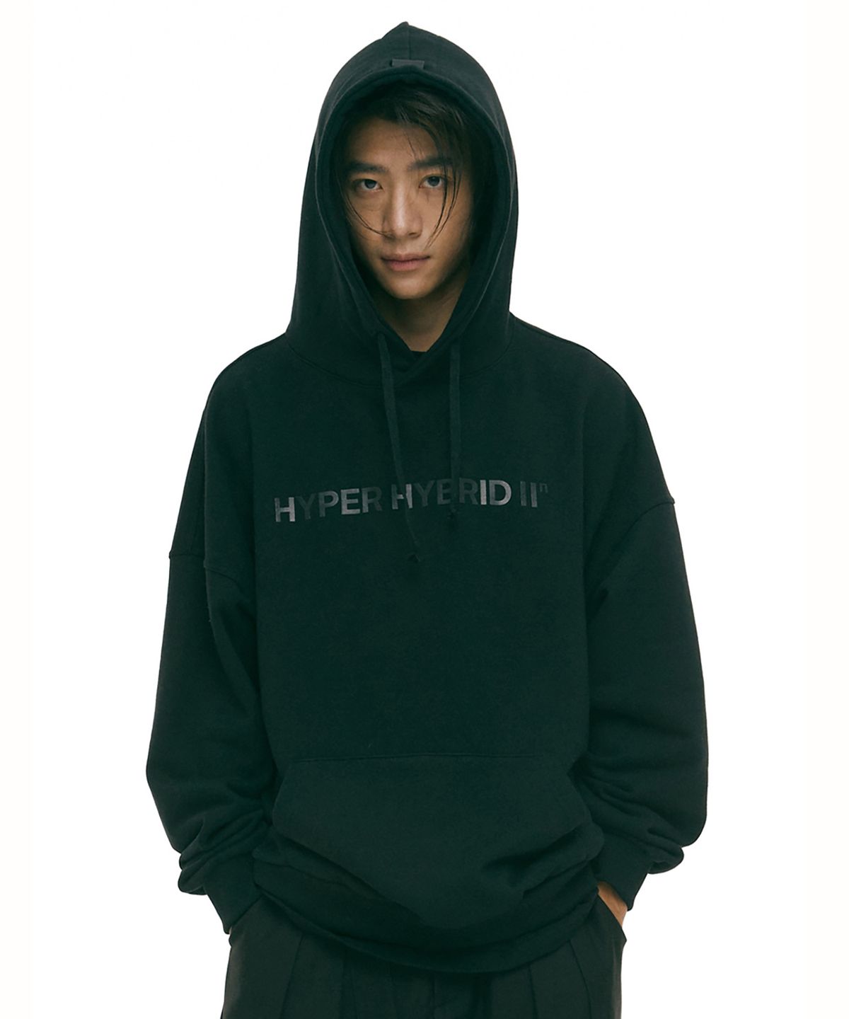 하이투(HYIIⁿ) 크로스 투 스트링 후드티 [블랙]