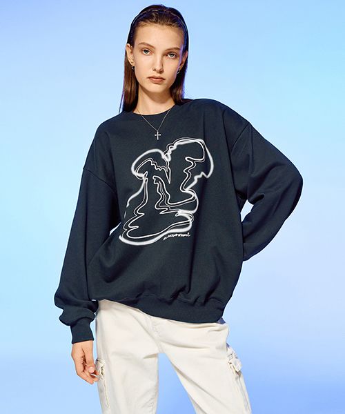 MUSINSA | NCOVER AFTERIMAGE N LOGO SWEATSHIRT-CHARCOAL