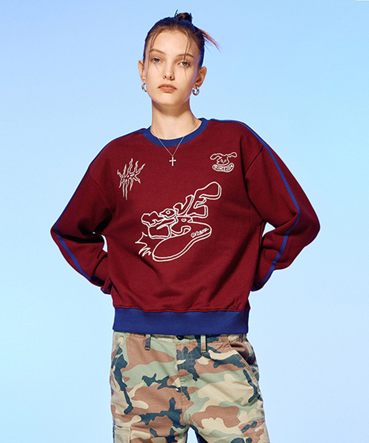 앤커버(NCOVER) OLD SPORTS TEAM SWEATSHIRT-BURGUNDY