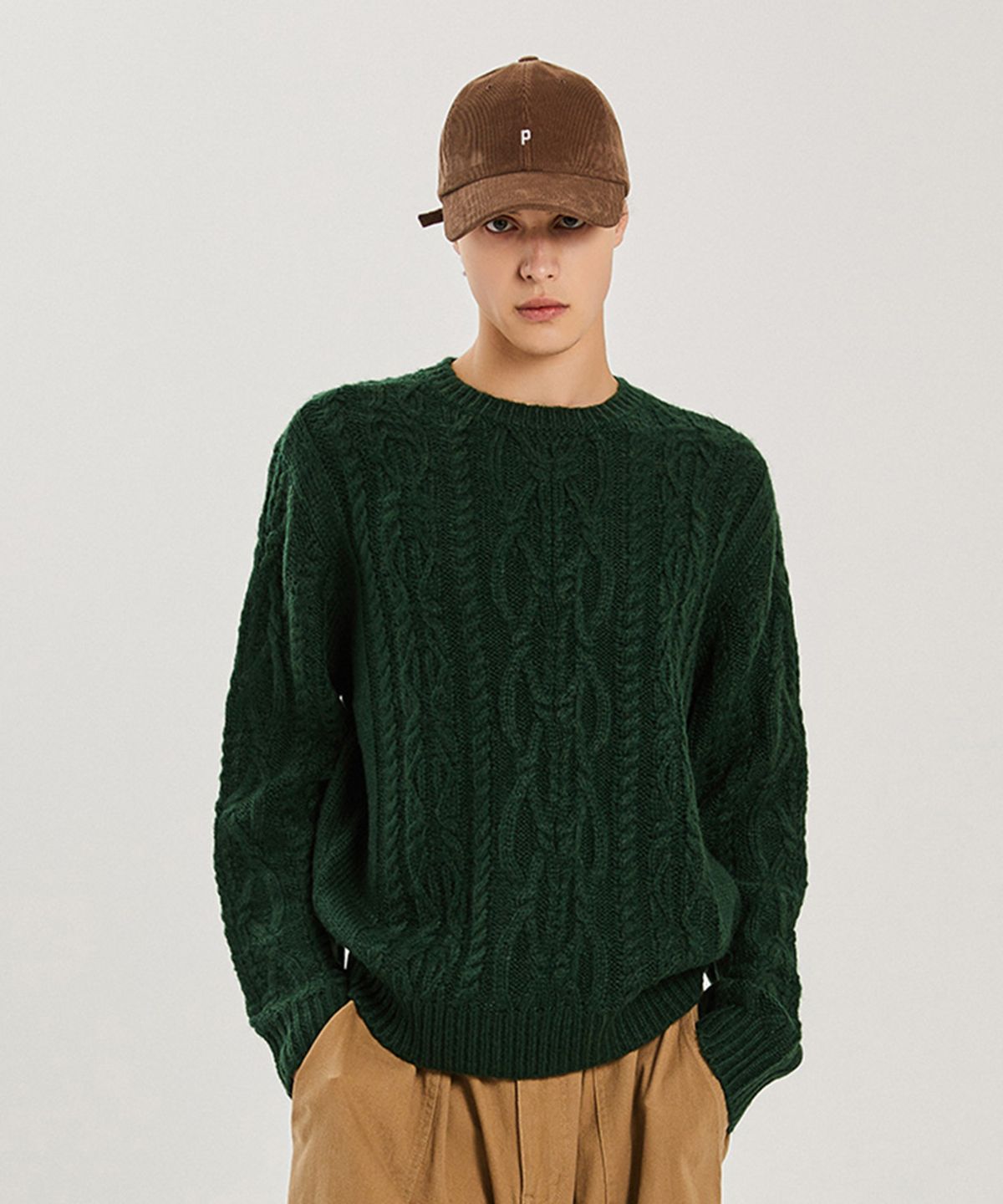 애드호크(ADHOC) 남여공용 CABLE 풀오버 (DK-GREEN) (HZALK82-68)