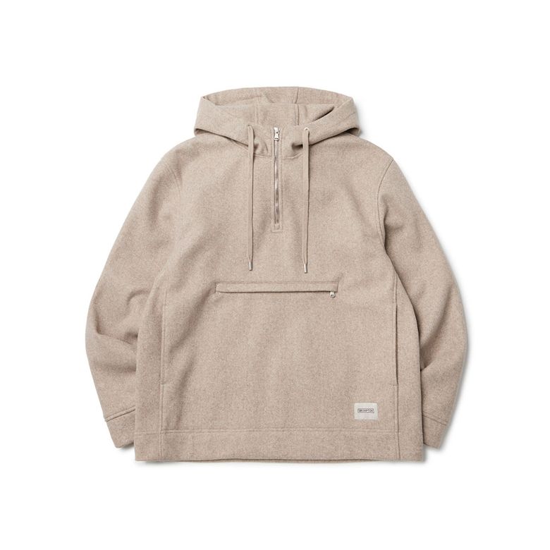 WOOL HALF ZIP HOODY - MOCHA (P233UTS236)