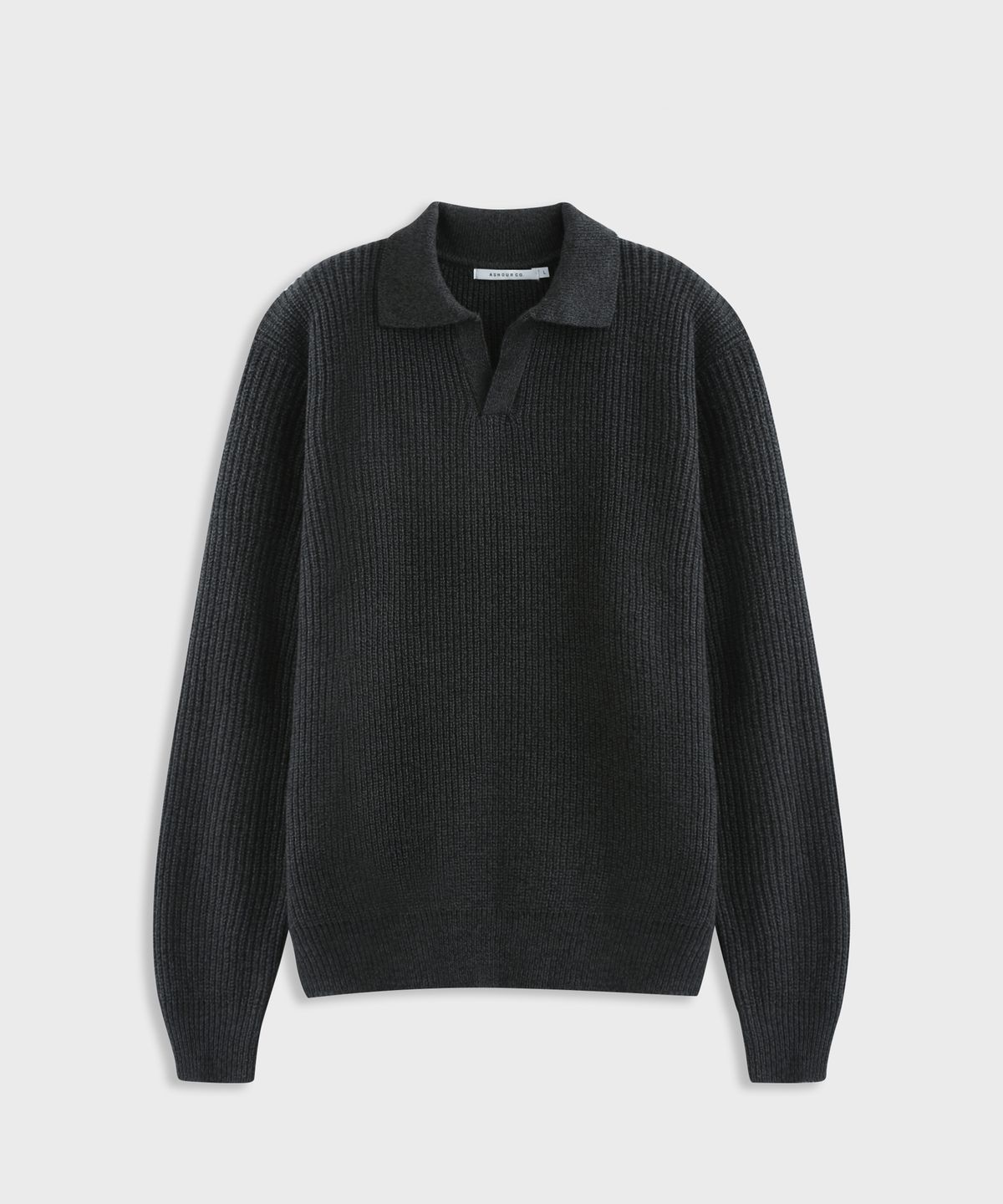 애쉬아워(ASHOUR) Open Collar Mixed Knit Charcoal