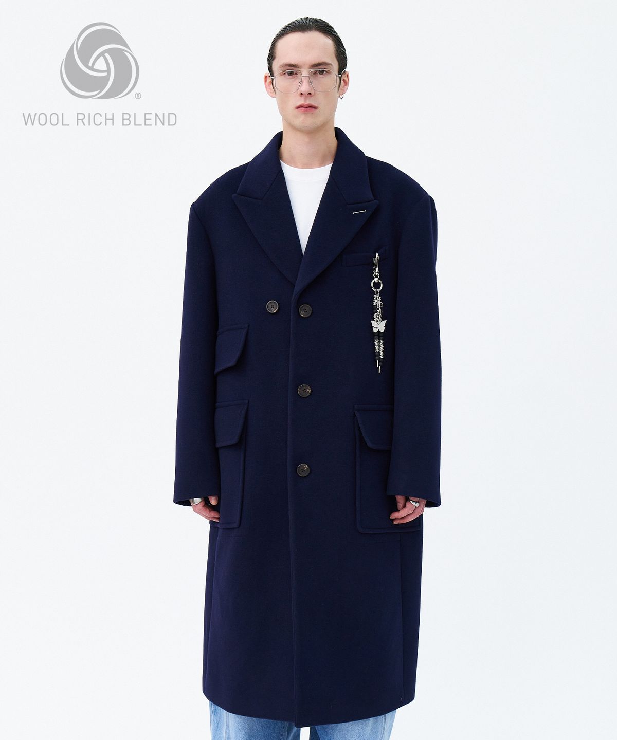 이에이(IEY) VOYAGE SINGLE COAT Navy