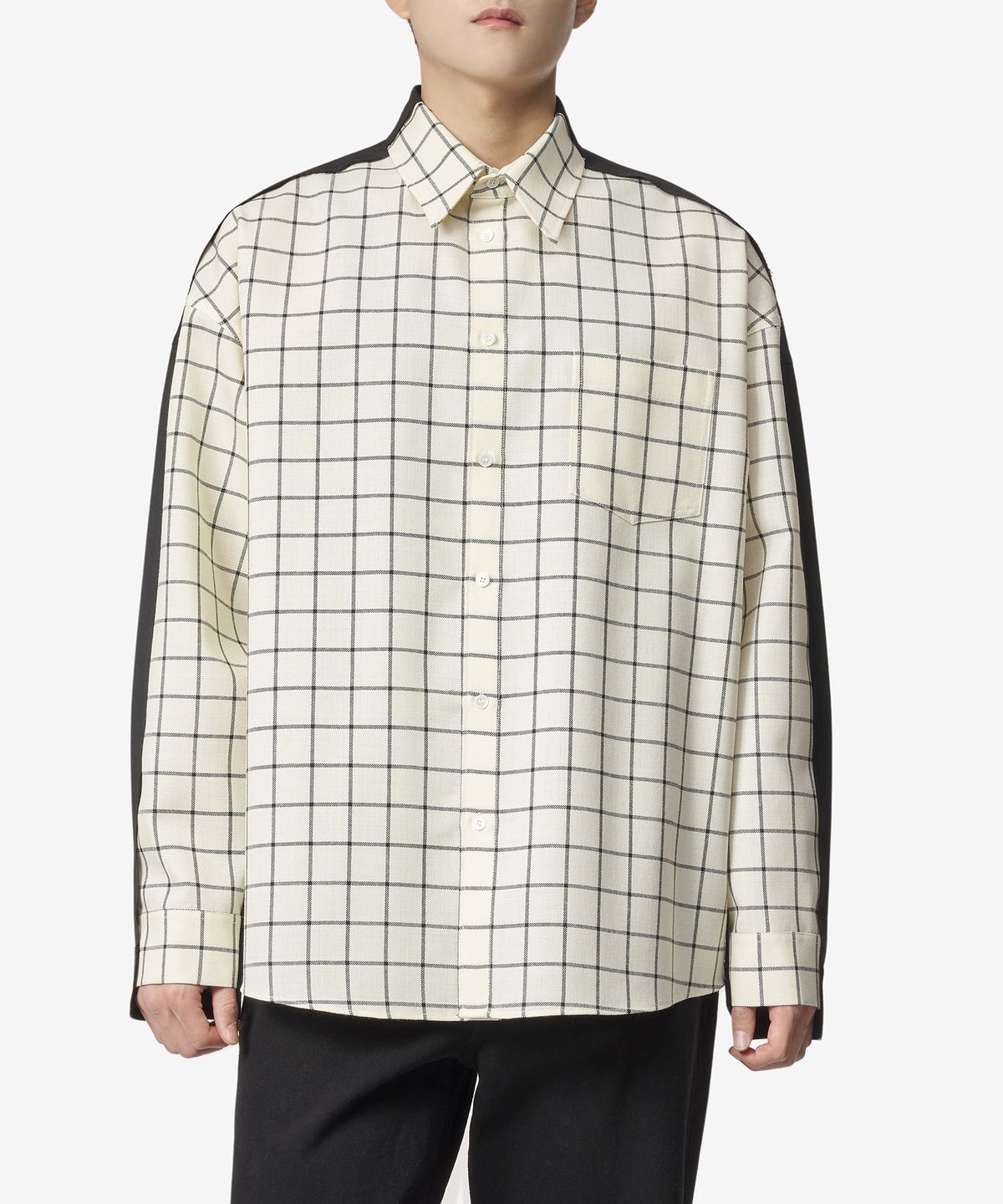 마르니(MARNI) 플레인 백 체크 울 셔츠 - 스톤 화이트 / CUMU0278Q1UTWA01CHW03