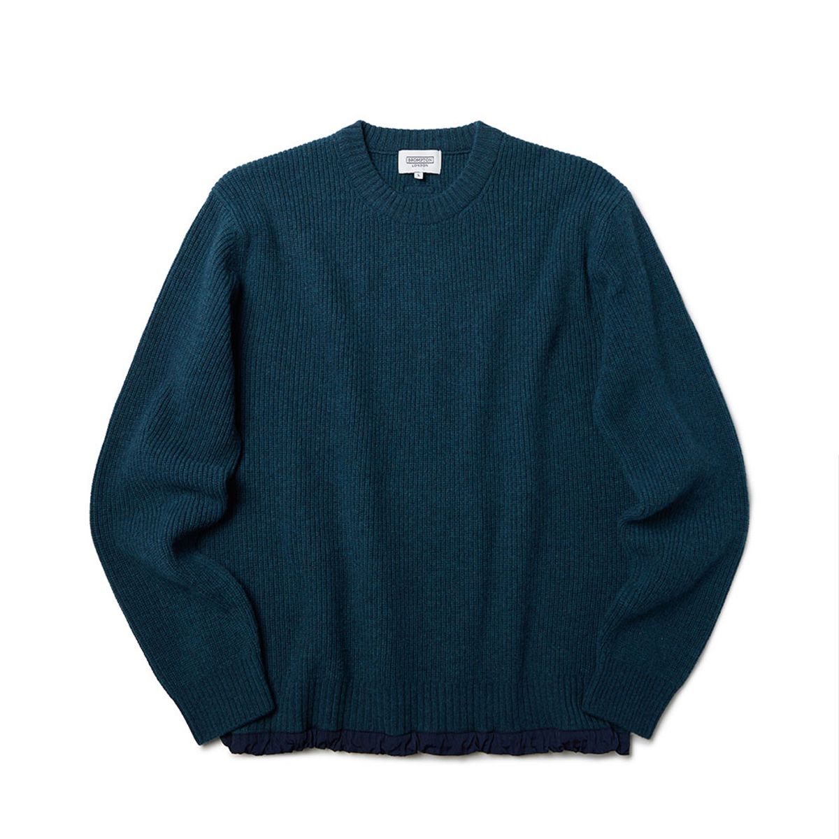 브롬톤 런던(BROMPTON LONDON) WOVEN HEM STRING ROUND SWEATER - TEAL GREEN (P234UKT224)