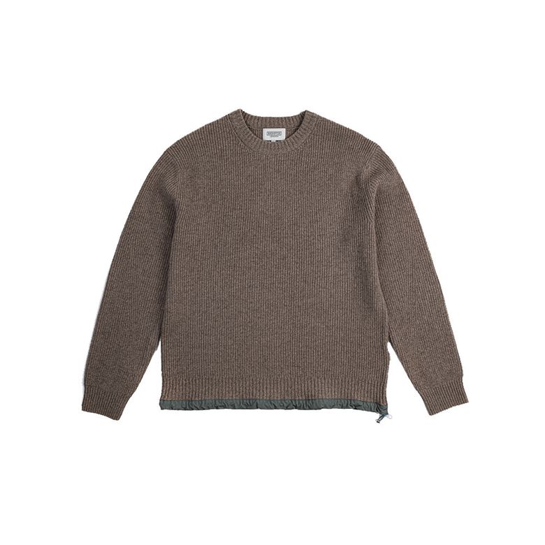 WOVEN HEM STRING ROUND SWEATER - MOCHA (P234UKT224)
